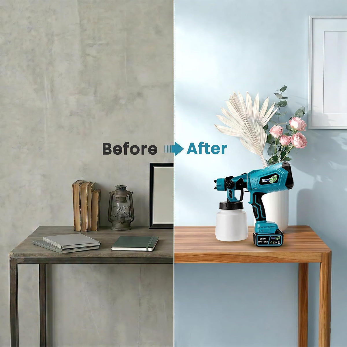 High-pressure Cordless Paint Sprayer with 2 Batteries
