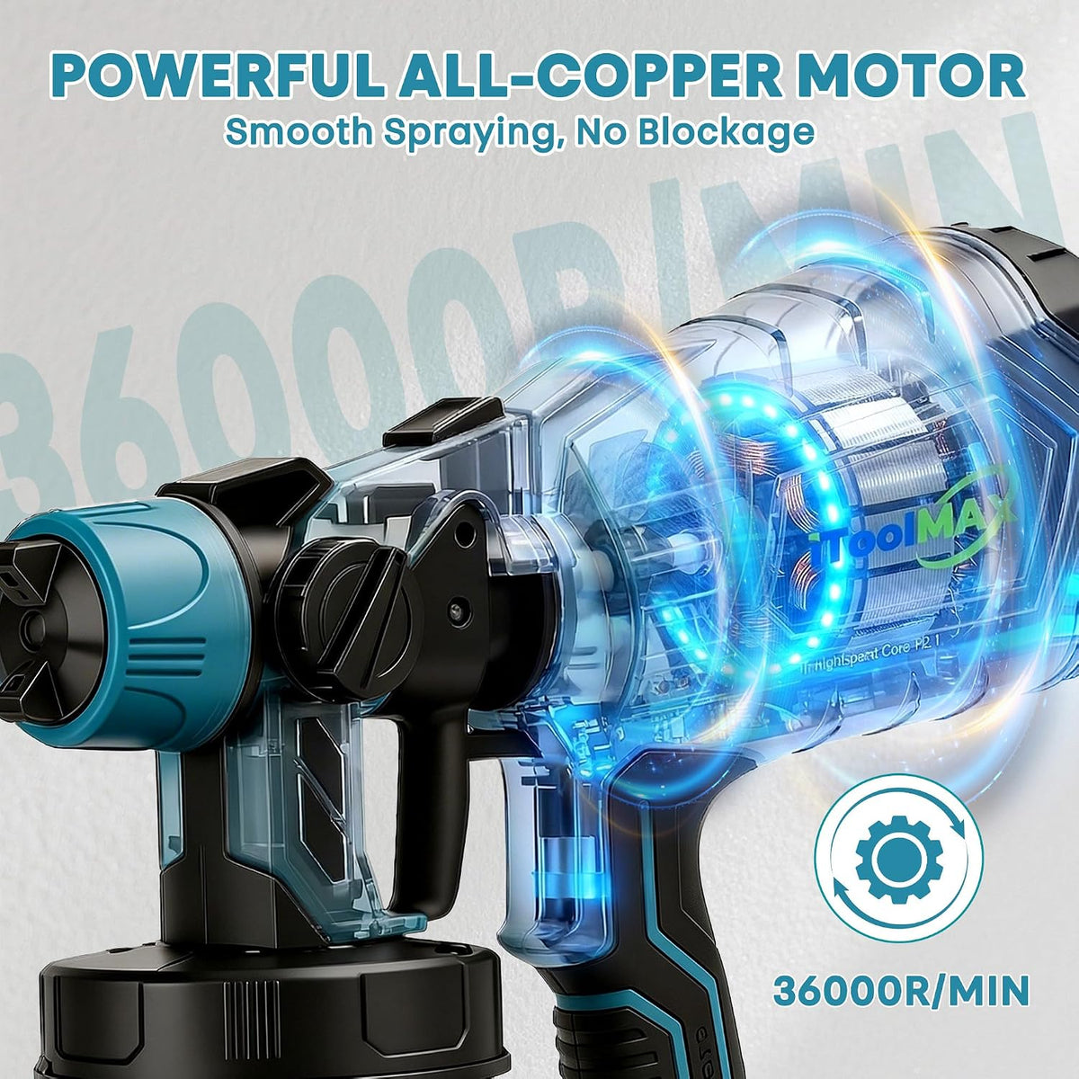 High-pressure Cordless Paint Sprayer with 2 Batteries