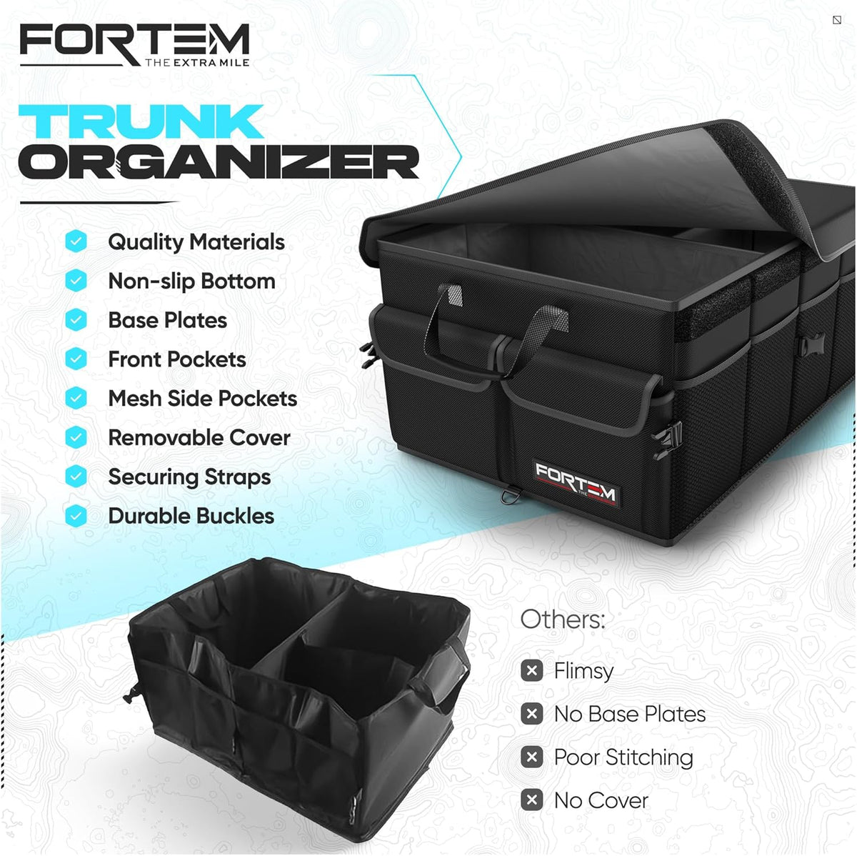 🚗 Heavy Duty Car Trunk Organizer – Foldable Multi-Compartment Storage Solution for SUV, Sedan & Truck