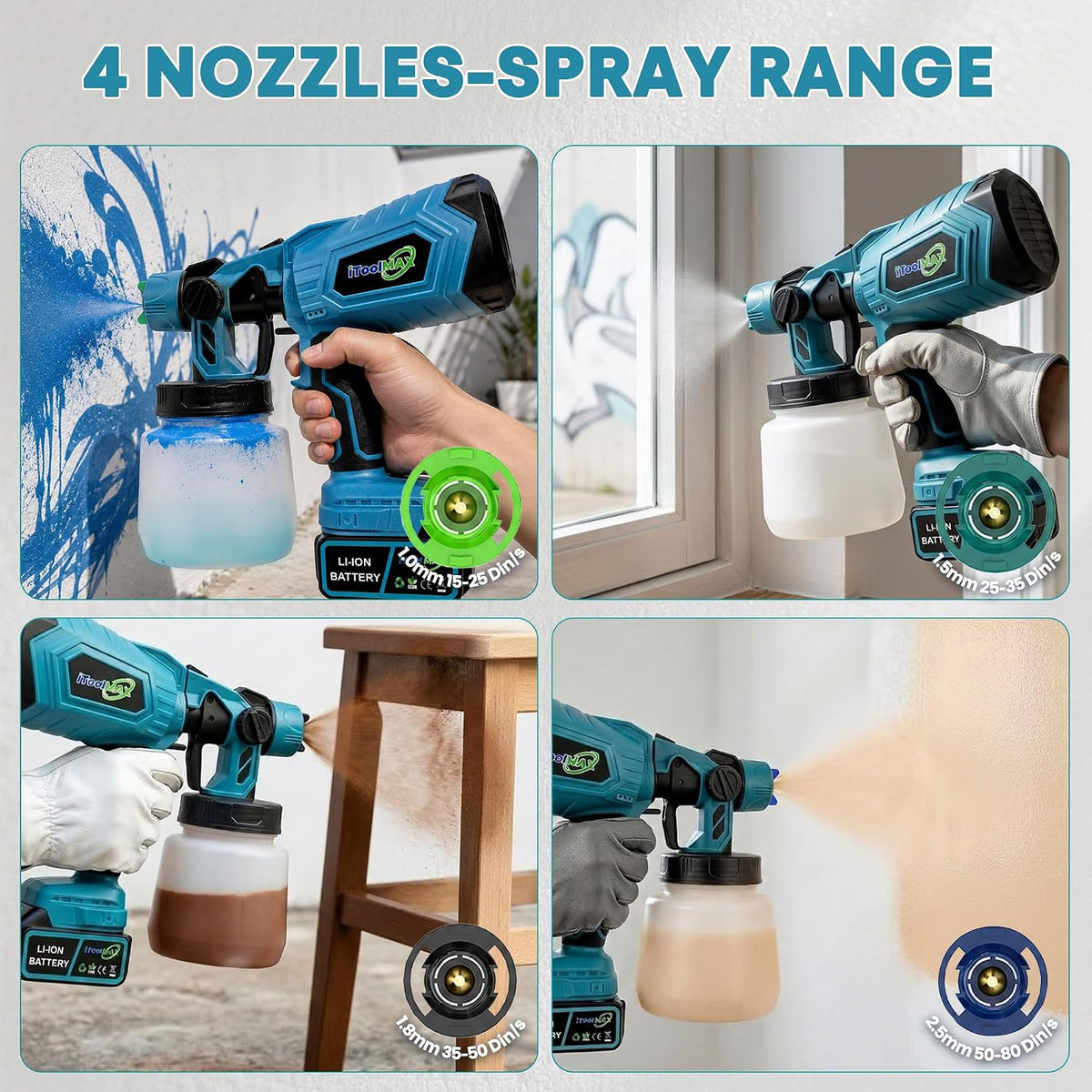 High-pressure Cordless Paint Sprayer with 2 Batteries