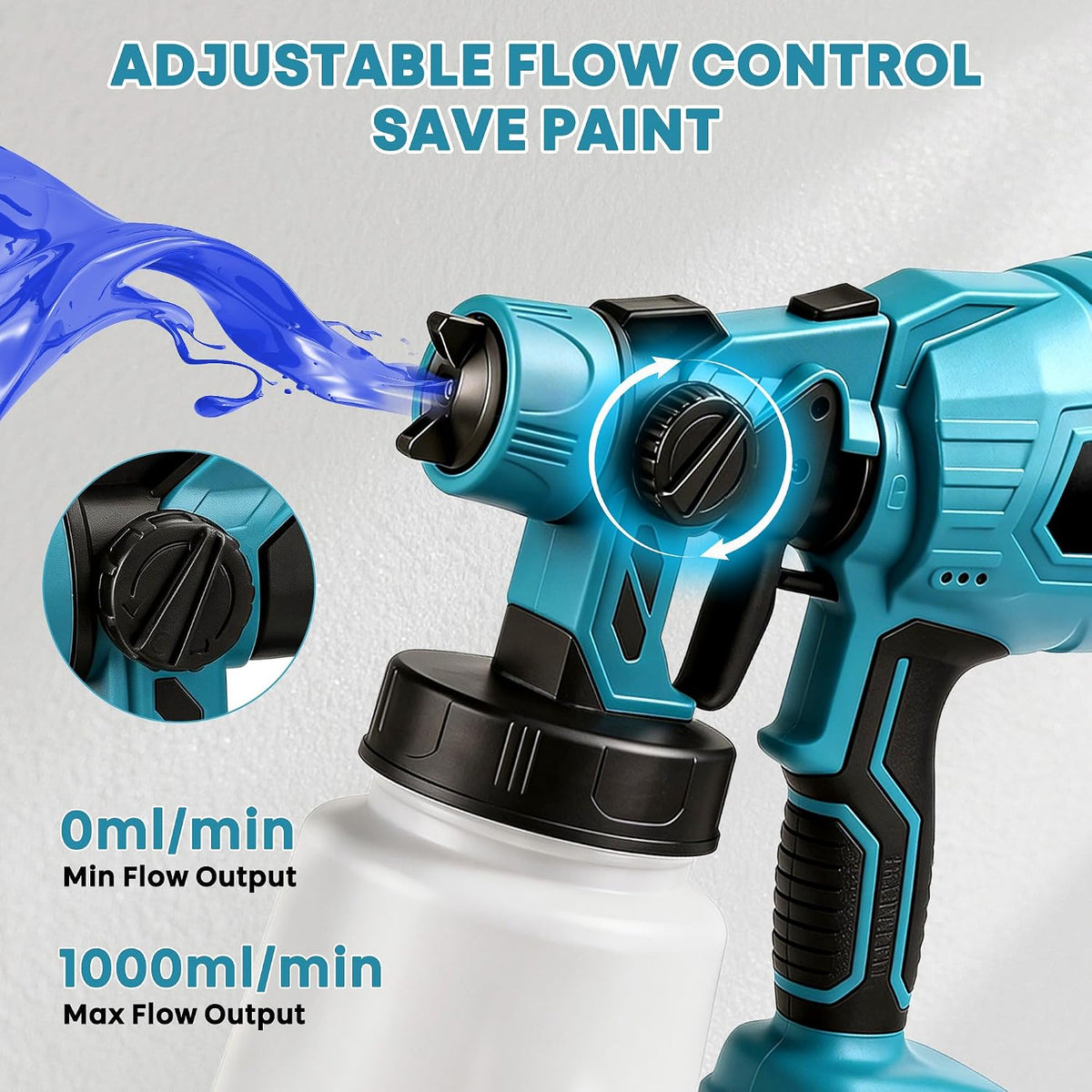 High-pressure Cordless Paint Sprayer with 2 Batteries